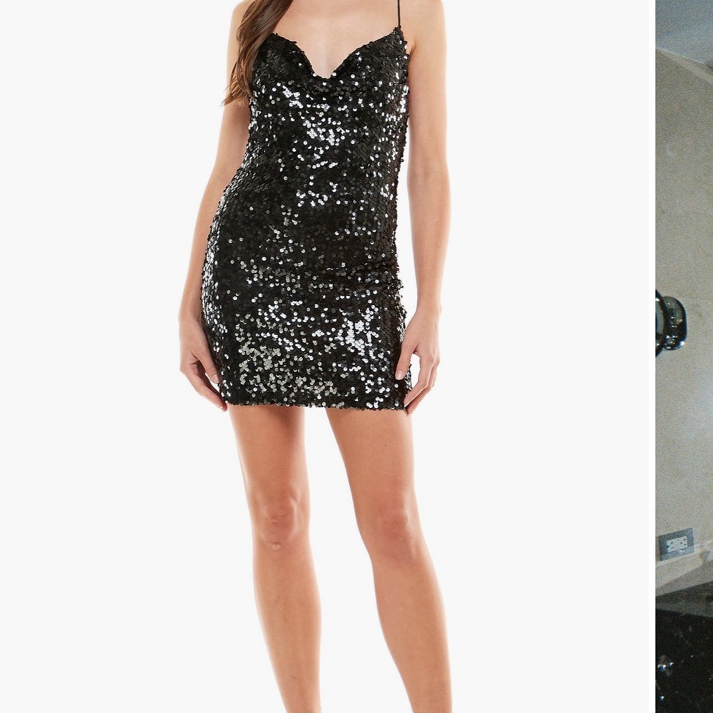 Wayf from Nordstrom Black Sequin Mini Dress